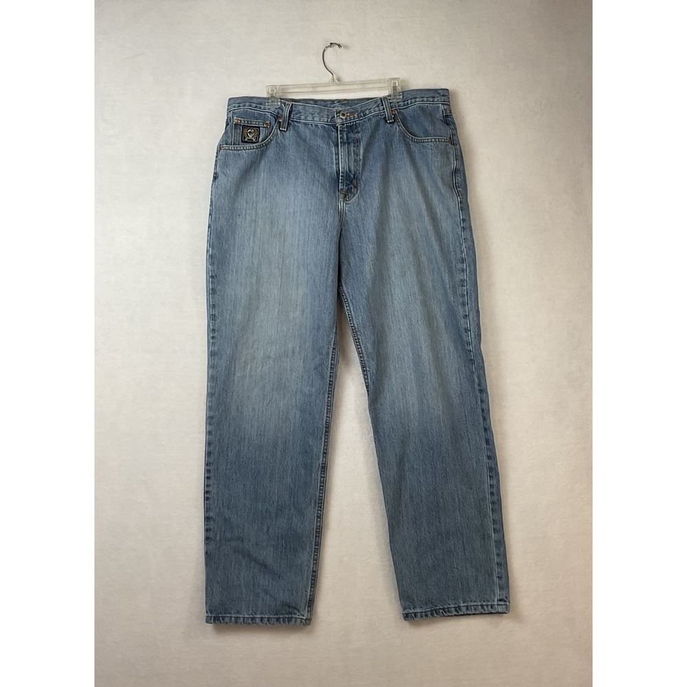 Cinch Jeans Black Label Mens 38 X 32  Blue Denim Cowboy Western Straight READ